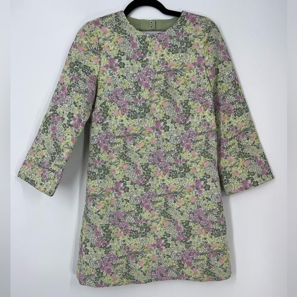 NWT & Other Stories Open Back Jacquard Mini Dress SIZE 36 mint green floral - Picture 6 of 9